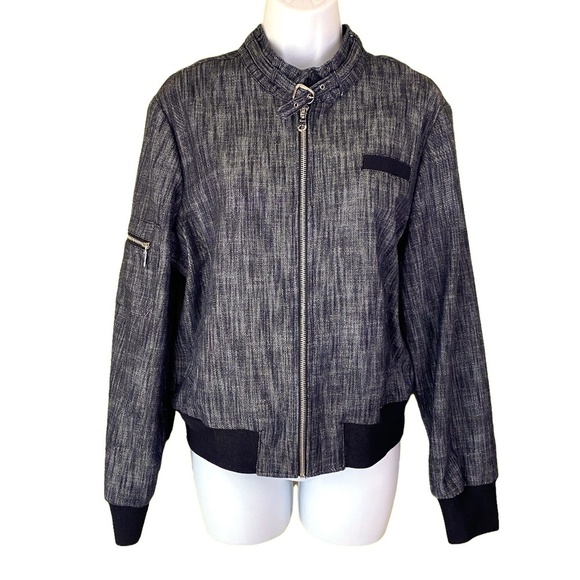 Larry Levine Vintage Style denim bomber jacket Coat 80s‎ - Picture 1 of 8